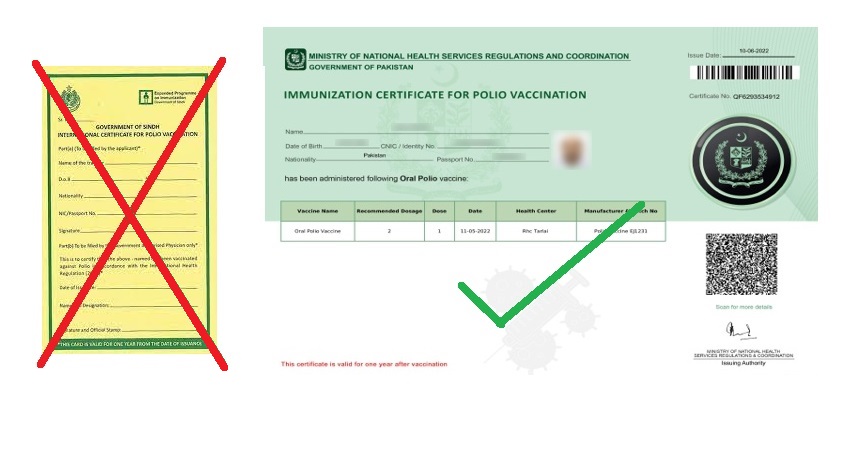 immunization certification for polio vaccination