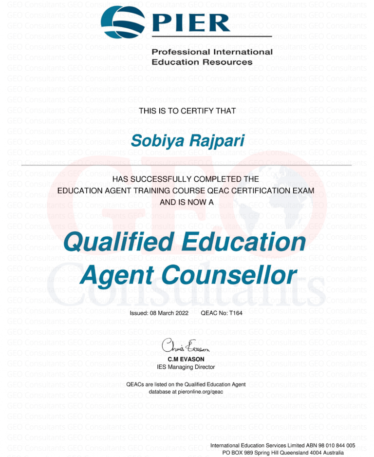 GEO Consultants Qualified Education Agent Counsellor